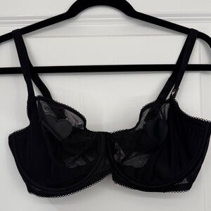 Victoria's Secret Black Sheer Lace Bra with Heart Appliqués NWT